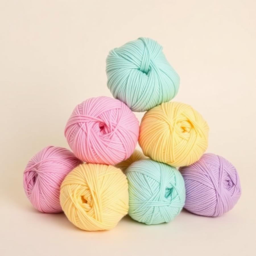 Stack of new pastel yarn balls