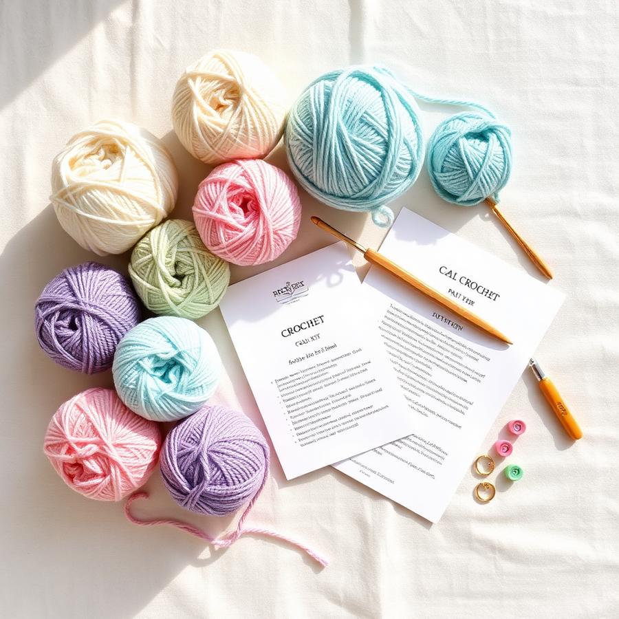 CAL crochet kit with pastel yarn balls